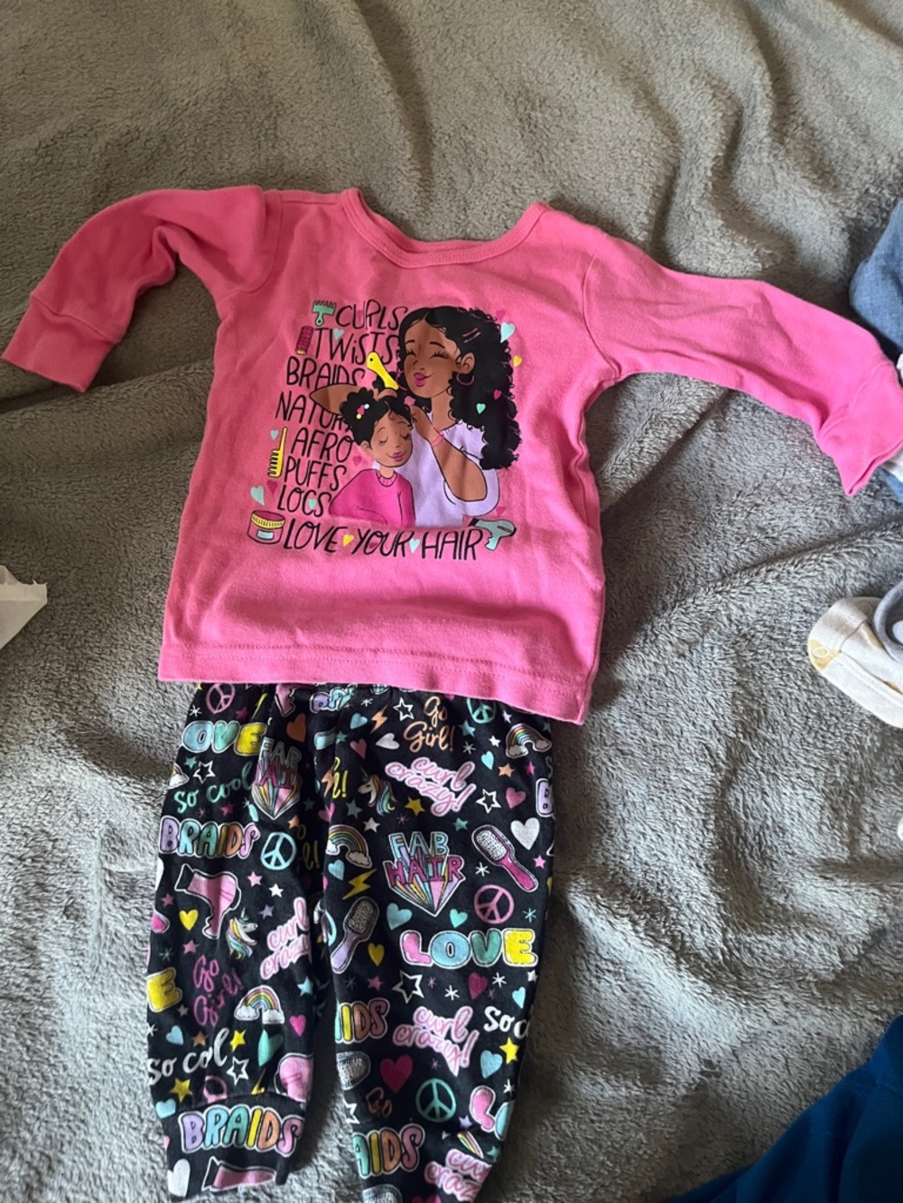 Girls' Pink 'Love Your Hair' Pajama Set